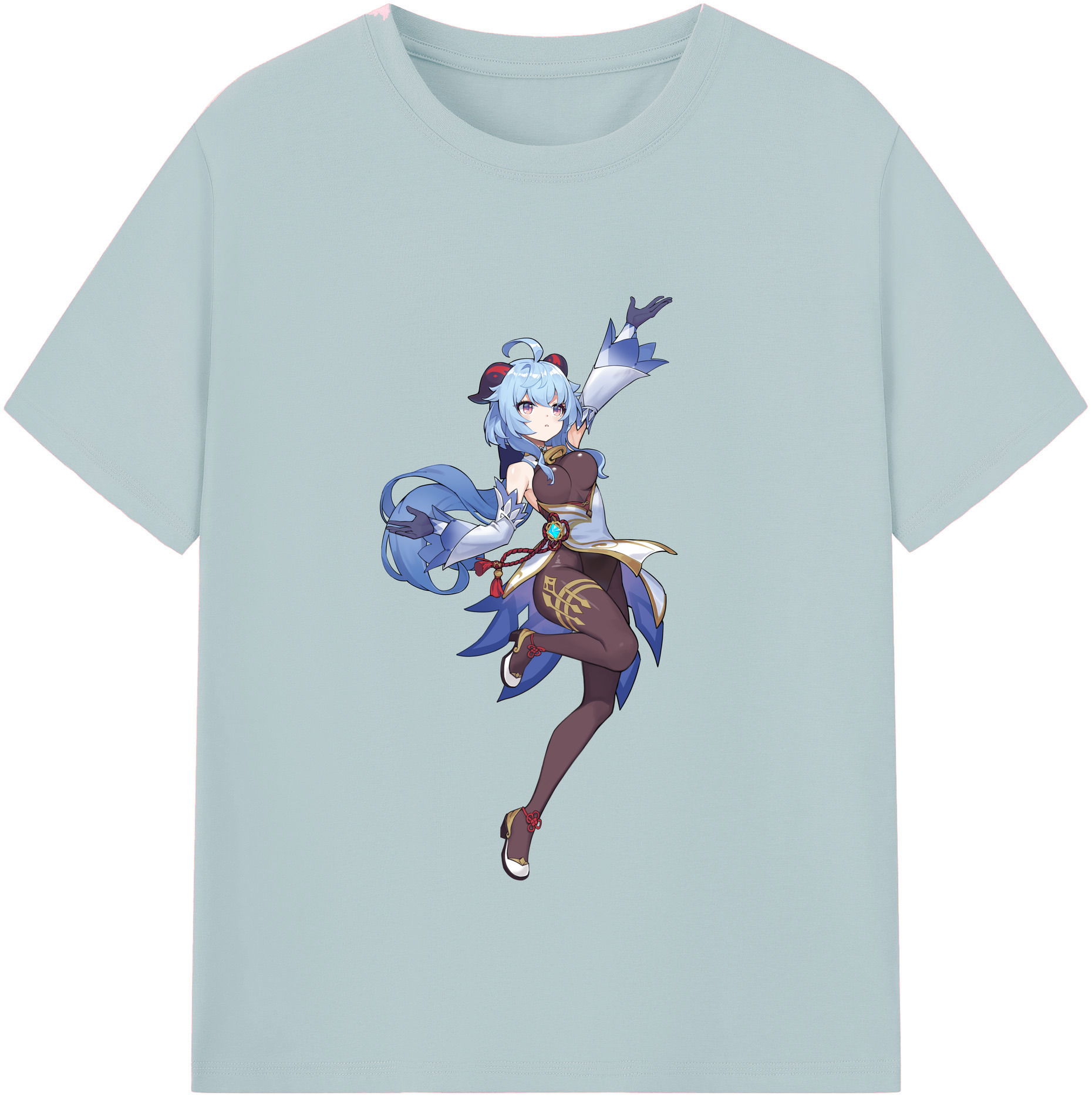 げんし神 甘雨 かんう genshin Ganyu 綿100％半袖Tシャツ（フロントプリント）